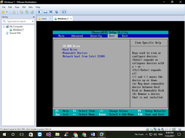 Cách Khởi động máy ảo VMWare Workstation từ USB Boot