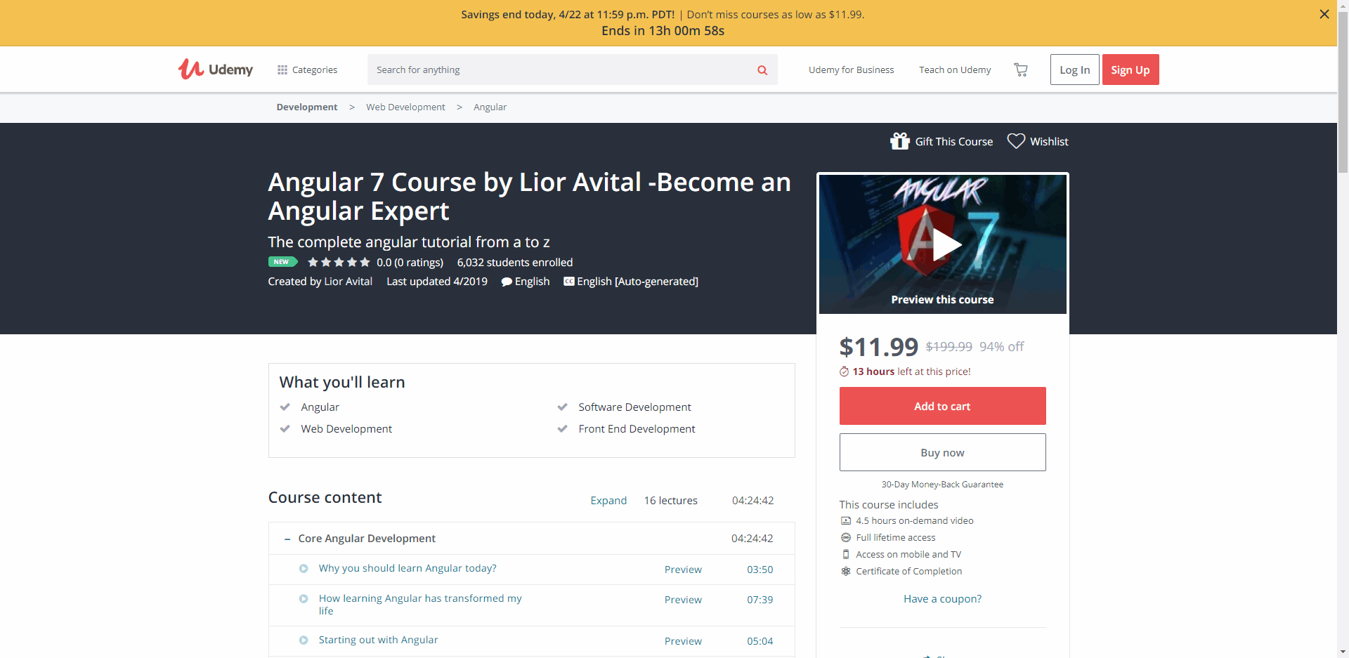 Angular 7 Course by Lior Avital -Become an Angular Expert