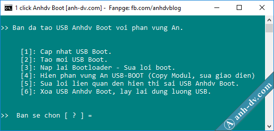 Anhdv Boot 2019 với công cụ 1 click