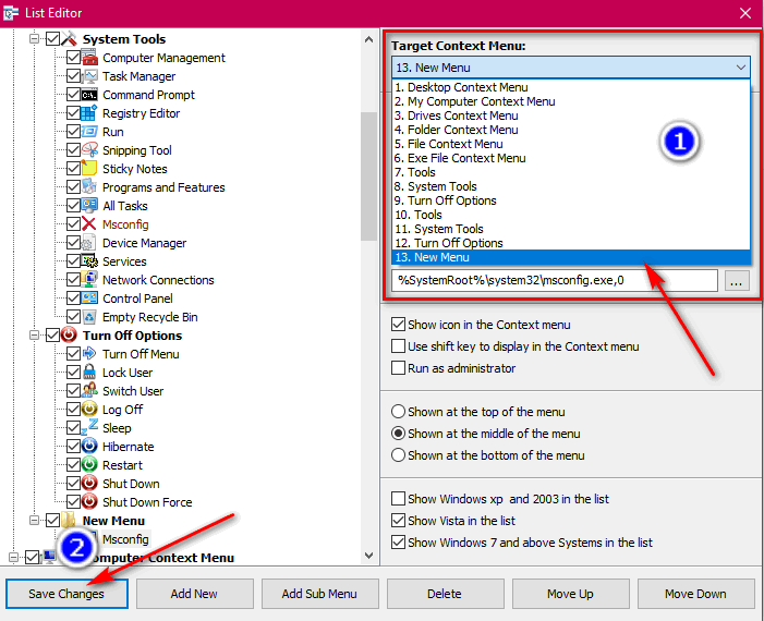 context menu windows