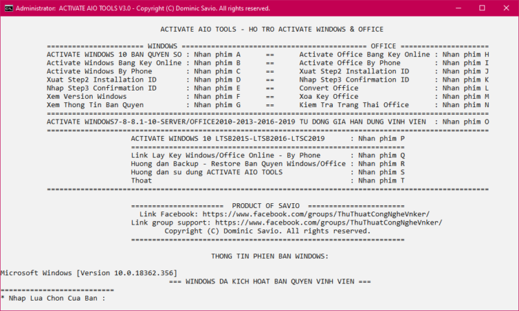 script acivate kich hoat windows 10 office ban quyen