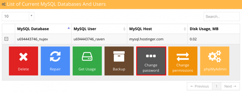 đổi mysql password