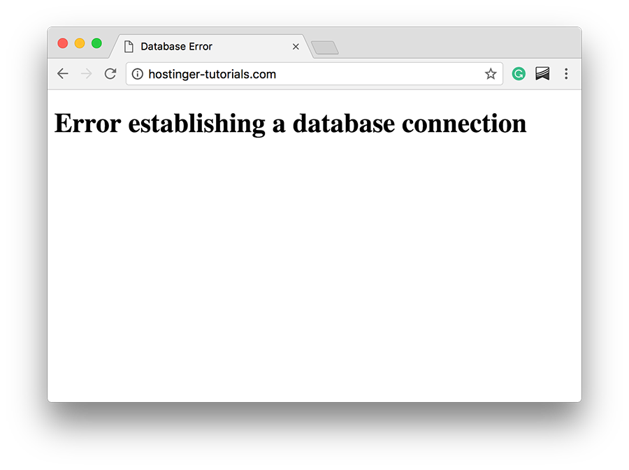 Ví dụ lỗi Error establishing a database connection